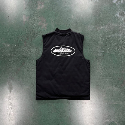 CORTEIZ Guerillaz Quilted Vest - Black Unisex Streetwear Limited Edition - The CORTEIZ GUERILLAZ QUILTED VEST BLACK - REPLICA is the ultimate blend of functionality and