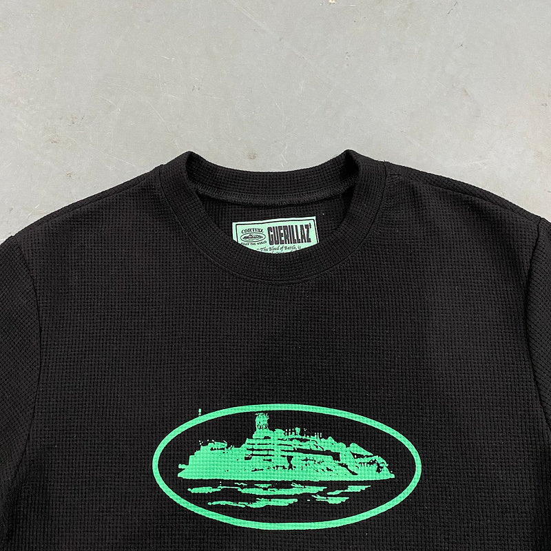 CORTEIZ Insignia Waffle Tee T-Shirt - Black Unisex Streetwear Limited Edition - The CORTEIZ INSIGNIA WAFFLE TEE BLACK - REPLICA is a sleek and stylish essential for