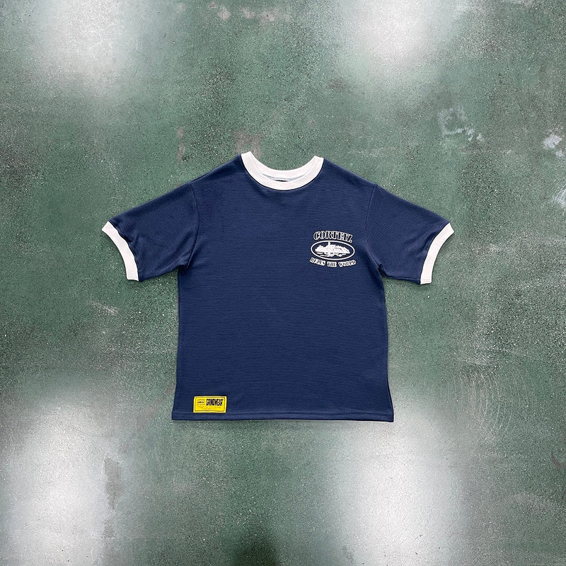 CORTEIZ Insignia Waffle Tee T-Shirt - Navy Unisex Streetwear Limited Edition - The CORTEIZ INSIGNIA WAFFLE TEE NAVY - REPLICA blends premium comfort with sleek streetwear style.