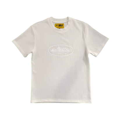 CORTEIZ Insignia Waffle Tee T-Shirt - White Unisex Streetwear Limited Edition - The CORTEIZ INSIGNIA WAFFLE TEE WHITE - REPLICA combines premium comfort with bold streetwear design.