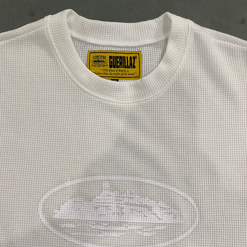 CORTEIZ Insignia Waffle Tee T-Shirt - White Unisex Streetwear Limited Edition - The CORTEIZ INSIGNIA WAFFLE TEE WHITE - REPLICA combines premium comfort with bold streetwear design.