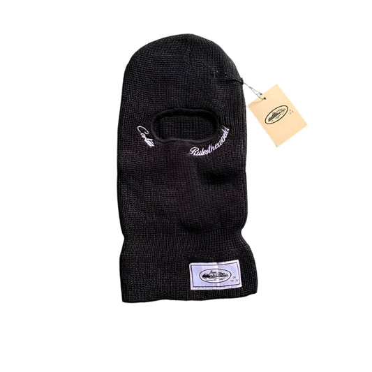 CORTEIZ Knit Balaclava White - Black Unisex Streetwear Limited Edition - The CORTEIZ KNIT BALACLAVA BLACK WHITE - REPLICA combines bold design with functional versatility, inspired