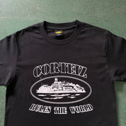 CORTEIZ Og Alcatraz Tee White T-Shirt - Black Unisex Streetwear Limited Edition - The CORTEIZ OG ALCATRAZ TEE BLACK WHITE - REPLICA is a perfect blend of bold