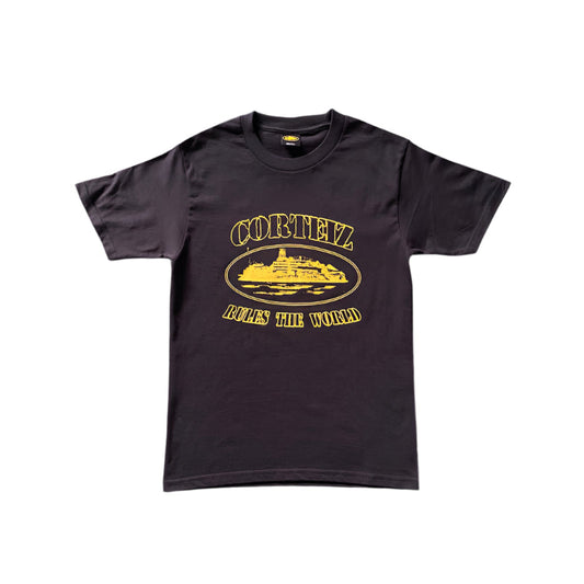 CORTEIZ Og Alcatraz Tee Yellow T-Shirt - Black Unisex Streetwear Limited Edition - The CORTEIZ OG ALCATRAZ TEE BLACK YELLOW - REPLICA is a standout piece that combines