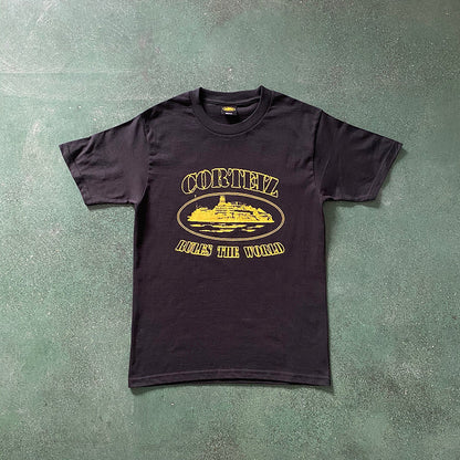 CORTEIZ Og Alcatraz Tee Yellow T-Shirt - Black Unisex Streetwear Limited Edition - The CORTEIZ OG ALCATRAZ TEE BLACK YELLOW - REPLICA is a standout piece that combines