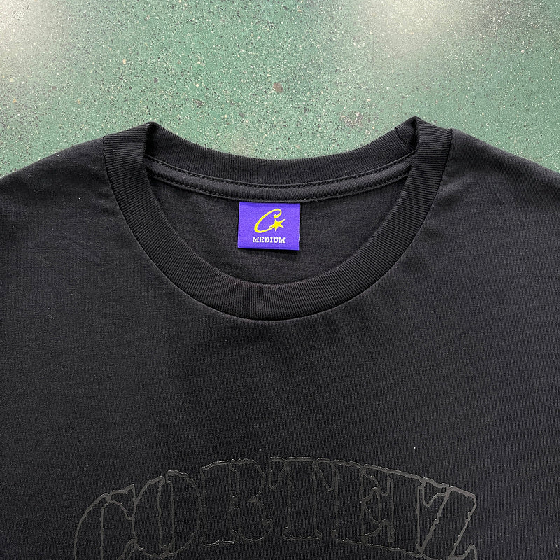 CORTEIZ Og Alcatraz Tee Triple T-Shirt - Black Unisex Streetwear Limited Edition - The CORTEIZ OG ALCATRAZ TEE TRIPLE BLACK - REPLICA embodies sleek streetwear style with a