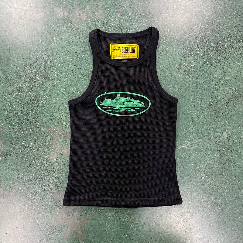CORTEIZ Rtw Og Women's Alcatraz Tank Top Green - Black Unisex Streetwear Limited Edition - The CORTEIZ RTW OG WOMEN'S ALCATRAZ TANK TOP BLACK GREEN - REPLICA is the perfect