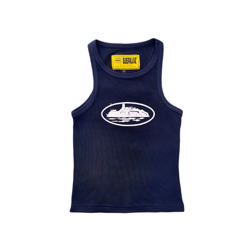 CORTEIZ Rtw Og Women's Alcatraz Tank Top - Navy Unisex Streetwear Limited Edition - The CORTEIZ RTW OG WOMEN'S ALCATRAZ TANK TOP NAVY - REPLICA delivers a sleek and