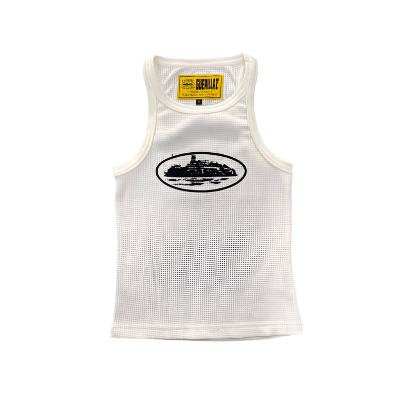CORTEIZ Rtw Og Women's Alcatraz Tank Top - White Unisex Streetwear Limited Edition - The CORTEIZ RTW OG WOMEN'S ALCATRAZ TANK TOP WHITE - REPLICA combines timeless simplicity with