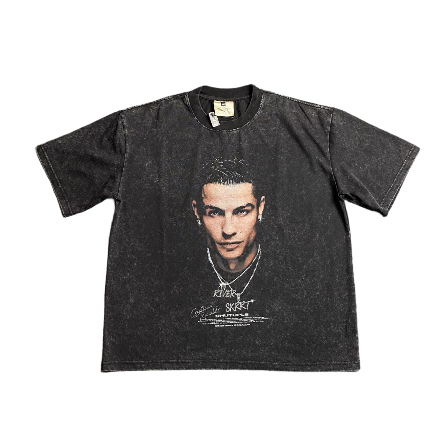 CR7 Vintage Graphic Tee Dark T-Shirt - Grey Unisex Streetwear Limited Edition - The CR7 VINTAGE GRAPHIC TEE DARK GREY - REPLICA is a must-have for football and