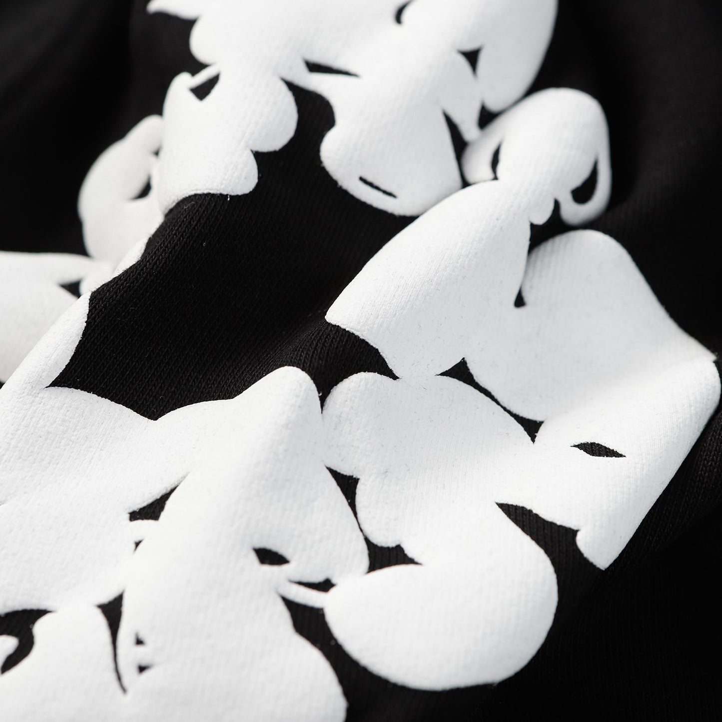 Sudadera con capucha y corona de algodón con lágrimas de mezclilla, color negro