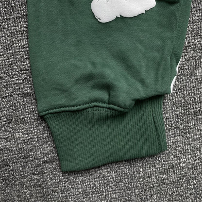 Sudadera con capucha y corona de algodón con lágrimas de mezclilla verde