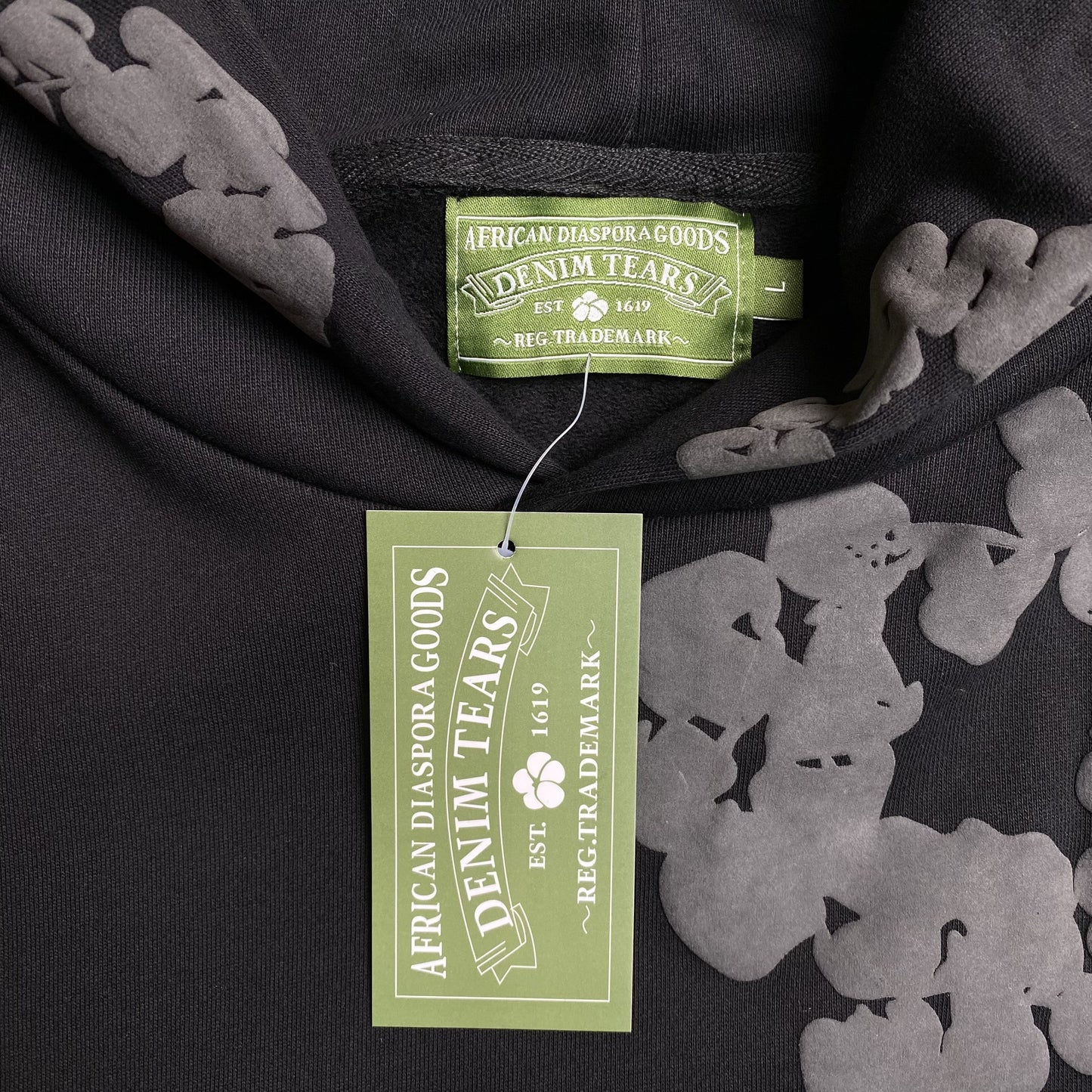 Sudadera con capucha Denim Tears Cotton Crown, negra monocromática