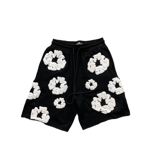 DENIM Tears Cotton Wreath Shorts - Black Unisex Streetwear Limited Edition - The DENIM TEARS COTTON WREATH SHORTS BLACK - REPLICA are a timeless and versatile addition