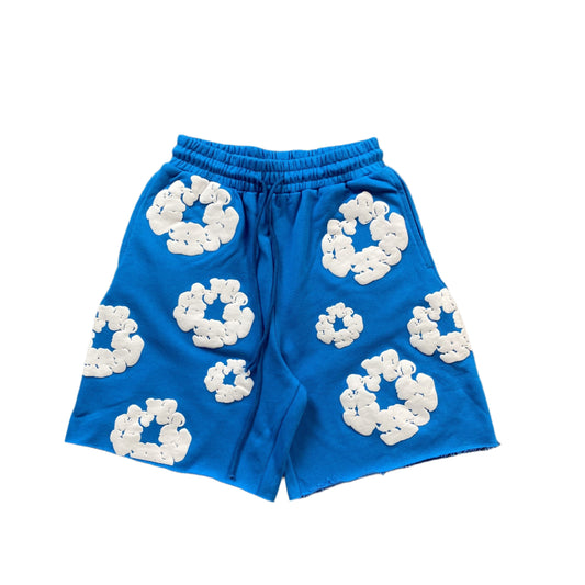DENIM Tears Cotton Wreath Shorts Azure - Blue Unisex Streetwear Limited Edition - The DENIM TEARS COTTON WREATH SHORTS AZURE BLUE - REPLICA offer a perfect blend of