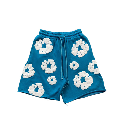 DENIM Tears Cotton Wreath Shorts Cerulean - Blue Unisex Streetwear Limited Edition - The DENIM TEARS COTTON WREATH SHORTS CERULEAN - REPLICA combine bold cultural symbolism with a