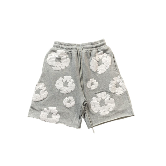 DENIM Tears Cotton Wreath Shorts - Grey Unisex Streetwear Limited Edition - The DENIM TEARS COTTON WREATH SHORTS GREY - REPLICA offer a sleek and versatile addition
