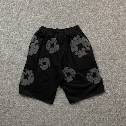 DENIM Tears Cotton Wreath Shorts Monochrome - Black Unisex Streetwear Limited Edition - The DENIM TEARS COTTON WREATH SHORTS MONOCHROME BLACK - REPLICA bring cultural significance and bold