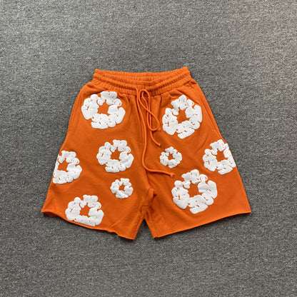 DENIM Tears Cotton Wreath Shorts - Orange Unisex Streetwear Limited Edition - The DENIM TEARS COTTON WREATH SHORTS ORANGE - REPLICA fuse vibrant style with cultural storytelling,