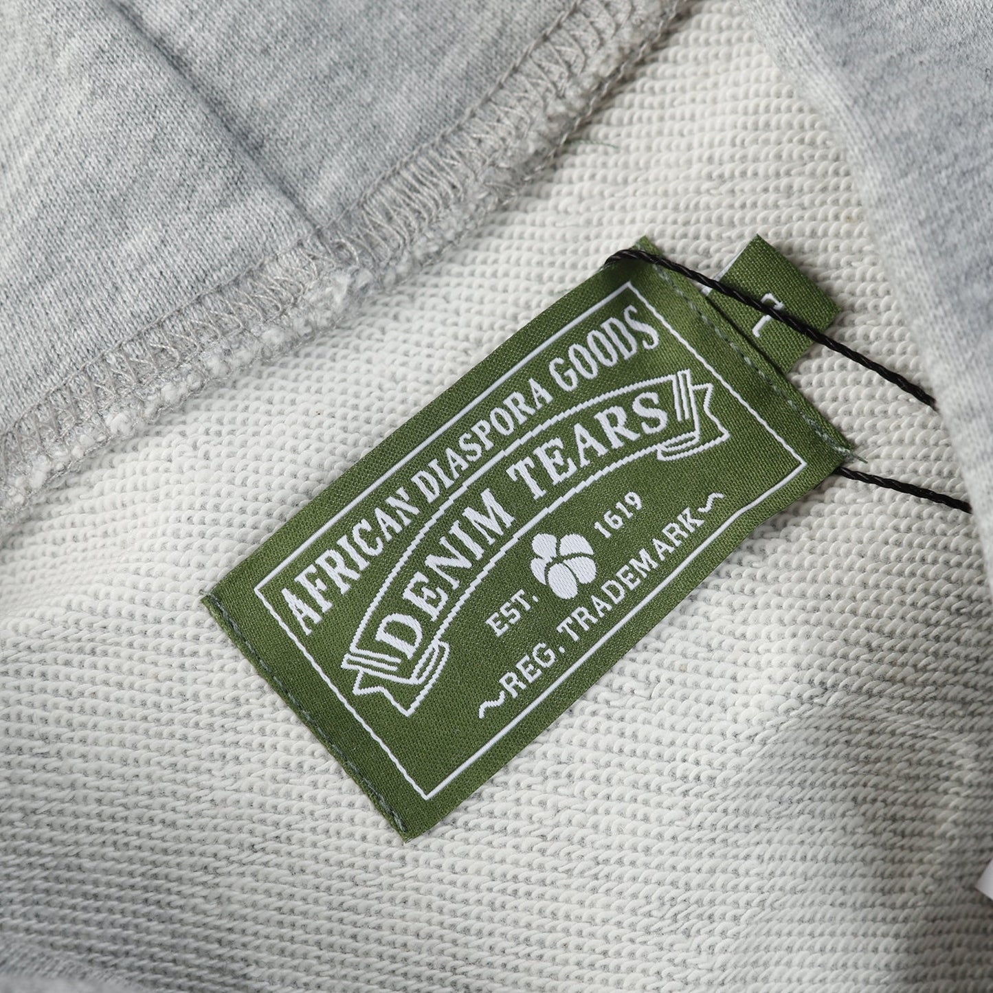 Sudadera con capucha de algodón con estampado de corona de mezclilla gris