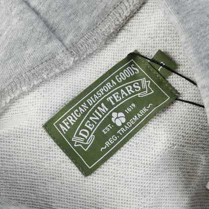 Sudadera con capucha de algodón con estampado de corona de mezclilla gris