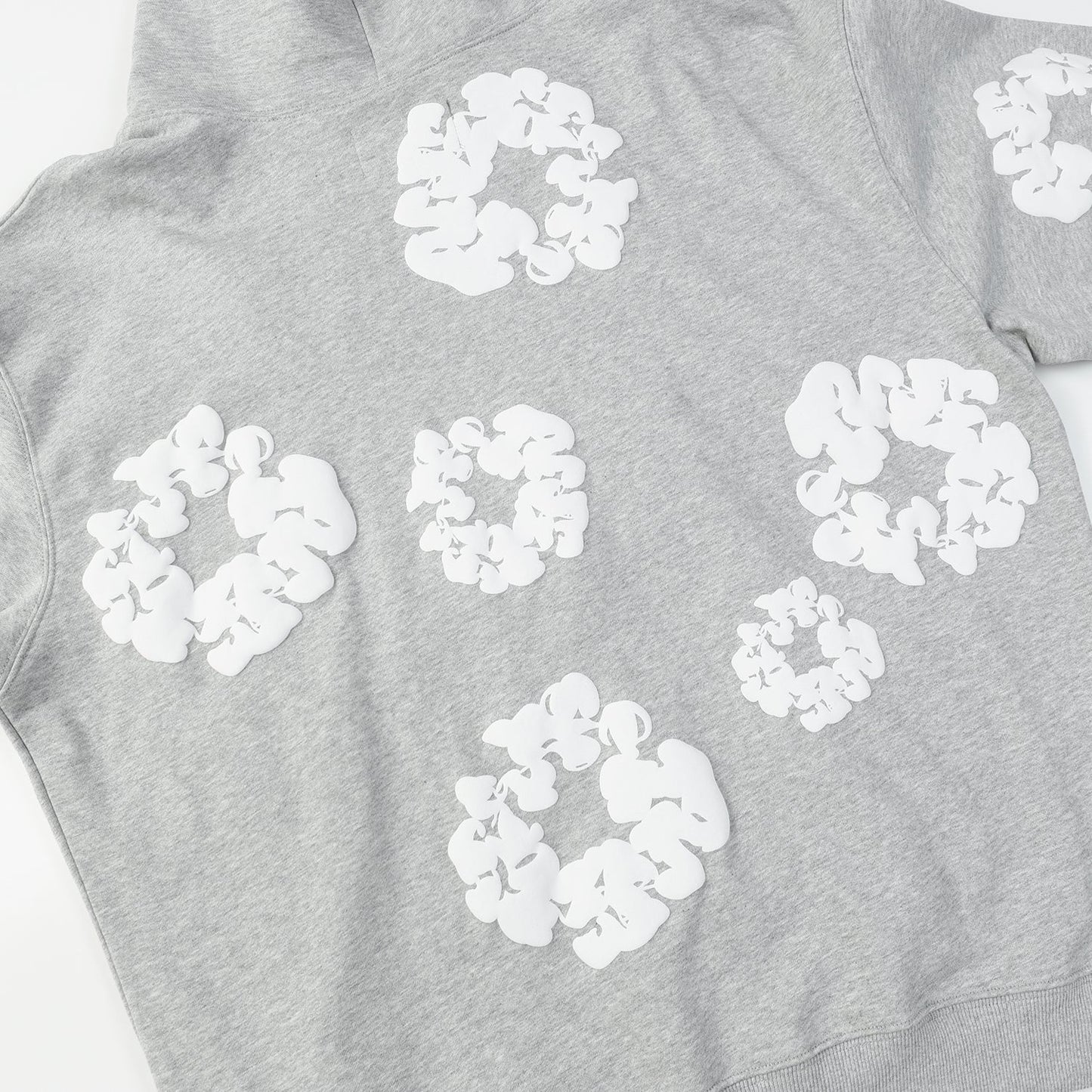 Sudadera con capucha de algodón con estampado de corona de mezclilla gris