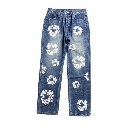 DENIM Tears - Levi's Cotton Wreath Jeans - Blue Unisex Streetwear Limited Edition - The Denim Tears x Levi's Cotton Wreath Jeans Blue Replica bring together iconic design and