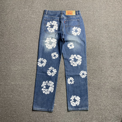DENIM Tears - Levi's Cotton Wreath Jeans - Blue Unisex Streetwear Limited Edition - The Denim Tears x Levi's Cotton Wreath Jeans Blue Replica bring together iconic design and