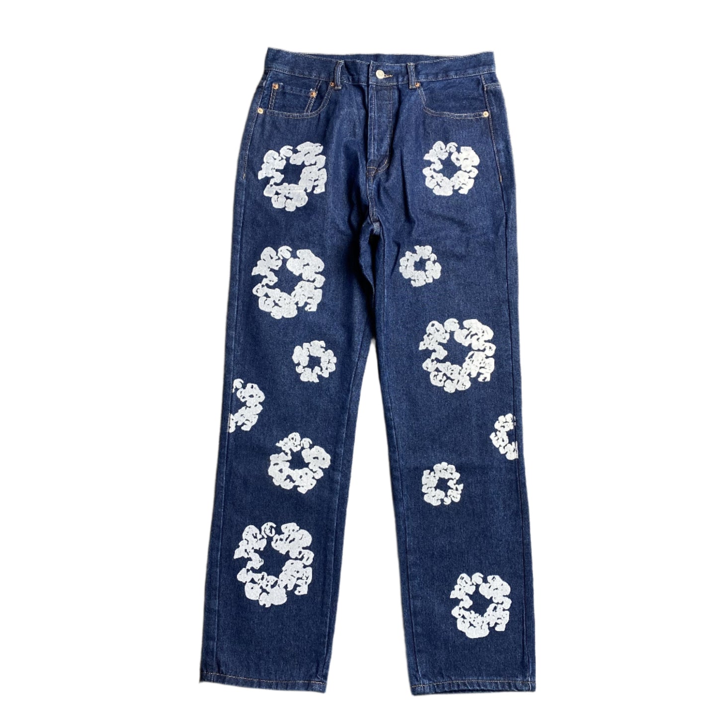 DENIM Tears - Levi's Cotton Wreath Jeans Dark - Blue Unisex Streetwear Limited Edition - The Denim Tears x Levi's Cotton Wreath Jeans Dark Blue Replica bring together iconic design