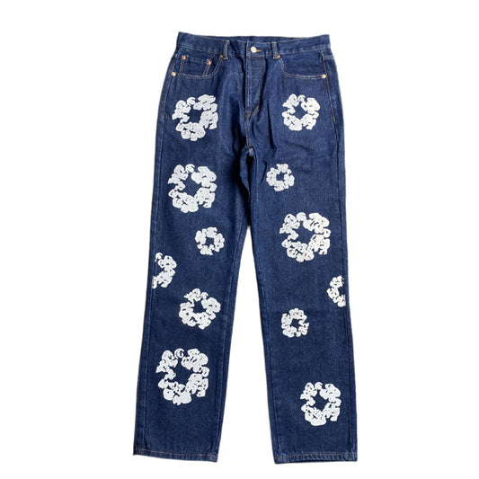 DENIM Tears - Levi's Cotton Wreath Jeans Dark - Blue Unisex Streetwear Limited Edition - The Denim Tears x Levi's Cotton Wreath Jeans Dark Blue Replica bring together iconic design