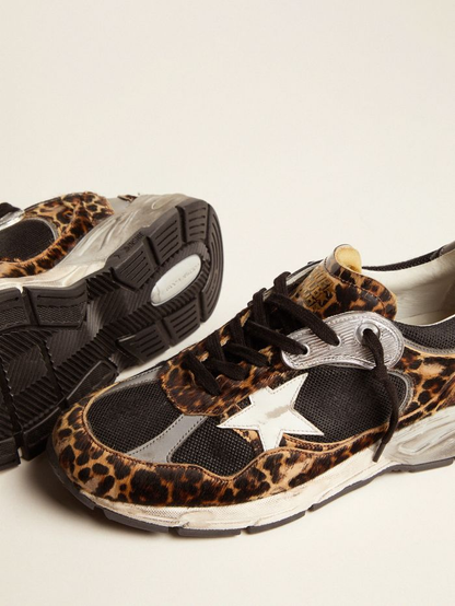 Dad-Star Sneakers In Leopard-print Pony Skin With Leather Star - White Unisex Streetwear Limited Edition