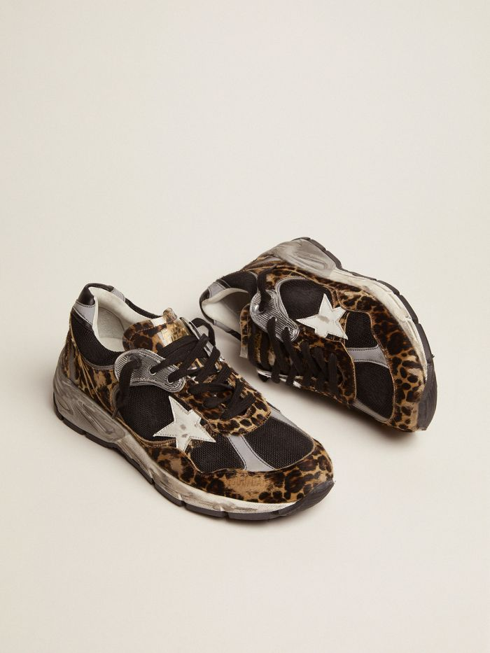 Dad-Star Sneakers In Leopard-print Pony Skin With Leather Star - White Unisex Streetwear Limited Edition