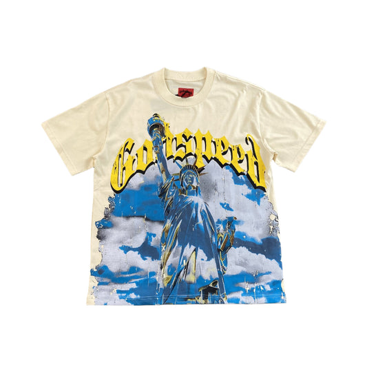 GODSPEED Chrome Liberty T-shirt Bone - Red Unisex Streetwear Limited Edition