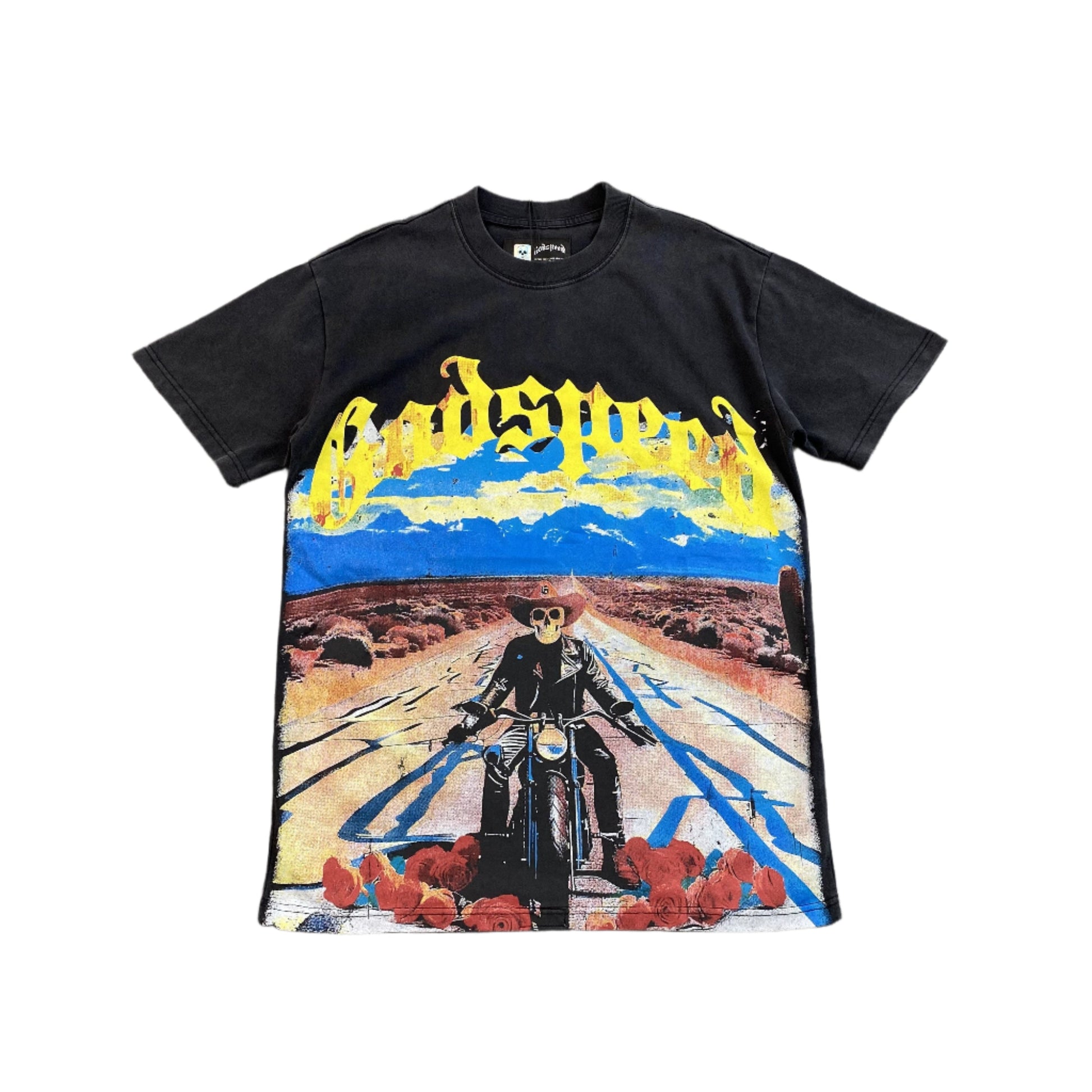 GODSPEED Long Lonely Road T-shirt - Black Unisex Streetwear Limited Edition - The GODSPEED LONG LONELY ROAD T-SHIRT BLACK - REPLICA is a bold fusion of racing