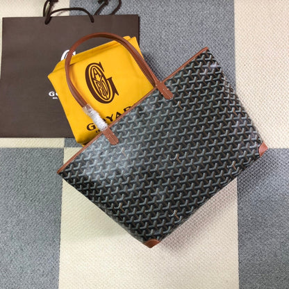 GOYARD ARTOIS PM TOTE BAG BLACK & TAN - front view - replica sneakers