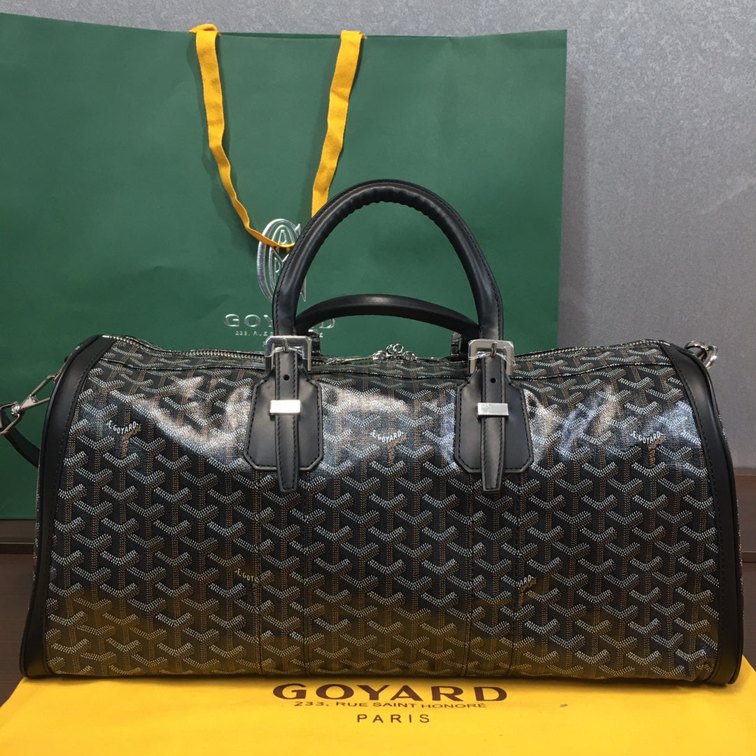 GOYARD BOSTON 50 TRAVEL BAG BLACK - front view - replica sneakers