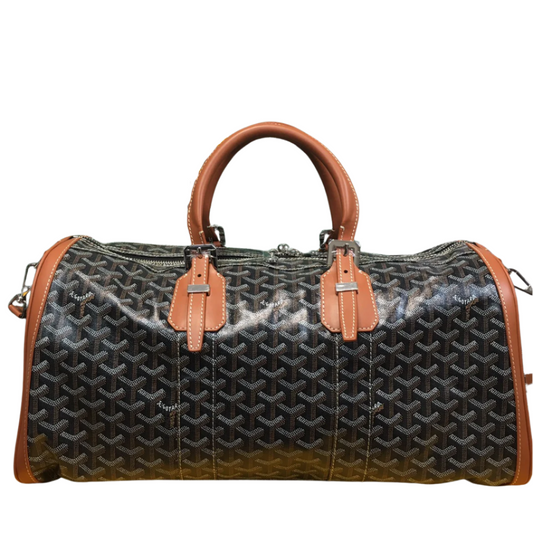 GOYARD Boston 50 Travel Bag & Tan - Black Unisex Streetwear Limited Edition - The GOYARD BOSTON 50 TRAVEL BAG BLACK &amp; TAN - REPLICA is a striking fusion