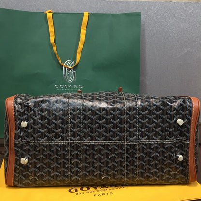 GOYARD BOSTON 50 TRAVEL BAG BLACK & TAN - logo - replica sneakers
