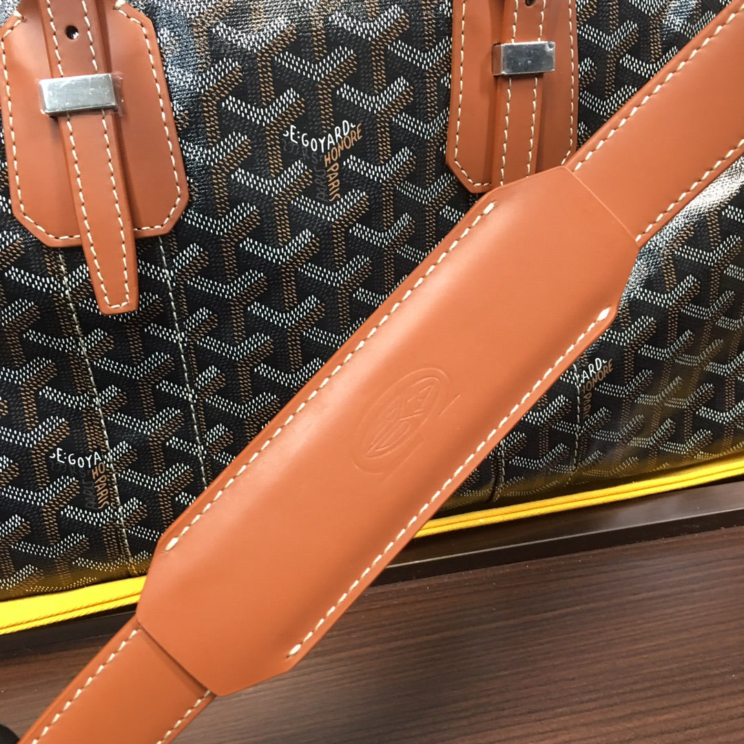 GOYARD BOSTON 50 TRAVEL BAG BLACK & TAN - side view - replica sneakers