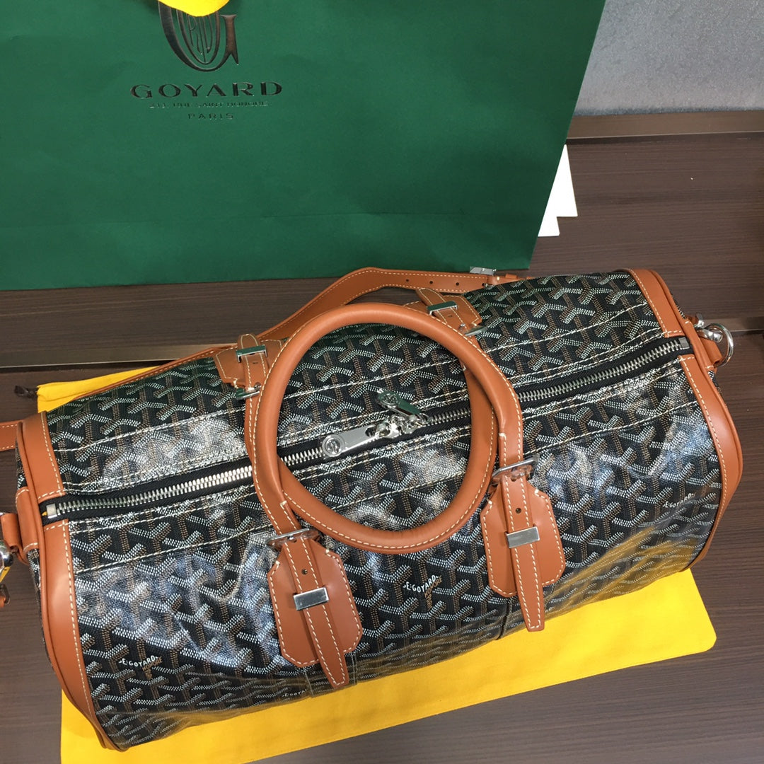 GOYARD BOSTON 50 TRAVEL BAG BLACK & TAN - detail - replica sneakers