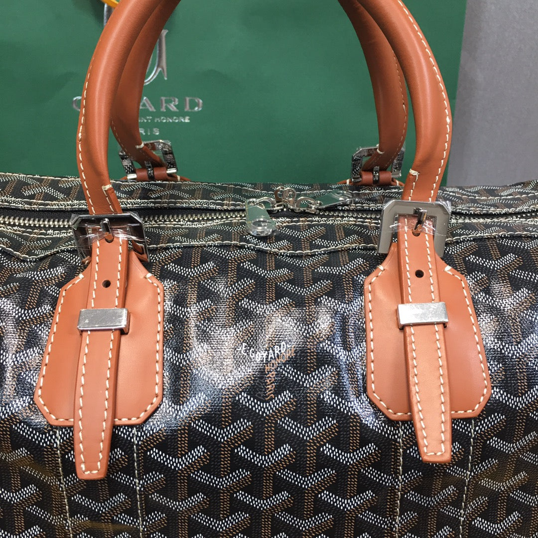 GOYARD BOSTON 50 TRAVEL BAG BLACK & TAN - box - replica sneakers