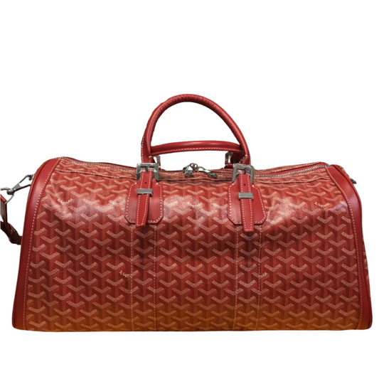 GOYARD Boston 50 Travel Bag - Red Unisex Streetwear Limited Edition - The GOYARD BOSTON 50 TRAVEL BAG RED - REPLICA is a striking blend of bold