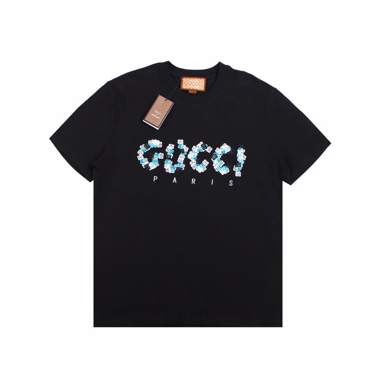 GUCCI - Balenciaga Flower Logo T-shirt - Black Unisex Streetwear Limited Edition - The GUCCI x BALENCIAGA FLOWER LOGO T-SHIRT BLACK - REPLICA is a striking blend of