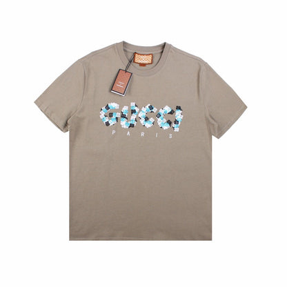 GUCCI - Balenciaga Flower Logo T-shirt Khaki - Red Unisex Streetwear Limited Edition - The GUCCI x BALENCIAGA FLOWER LOGO T-SHIRT KHAKI - REPLICA brings together luxury fashion and