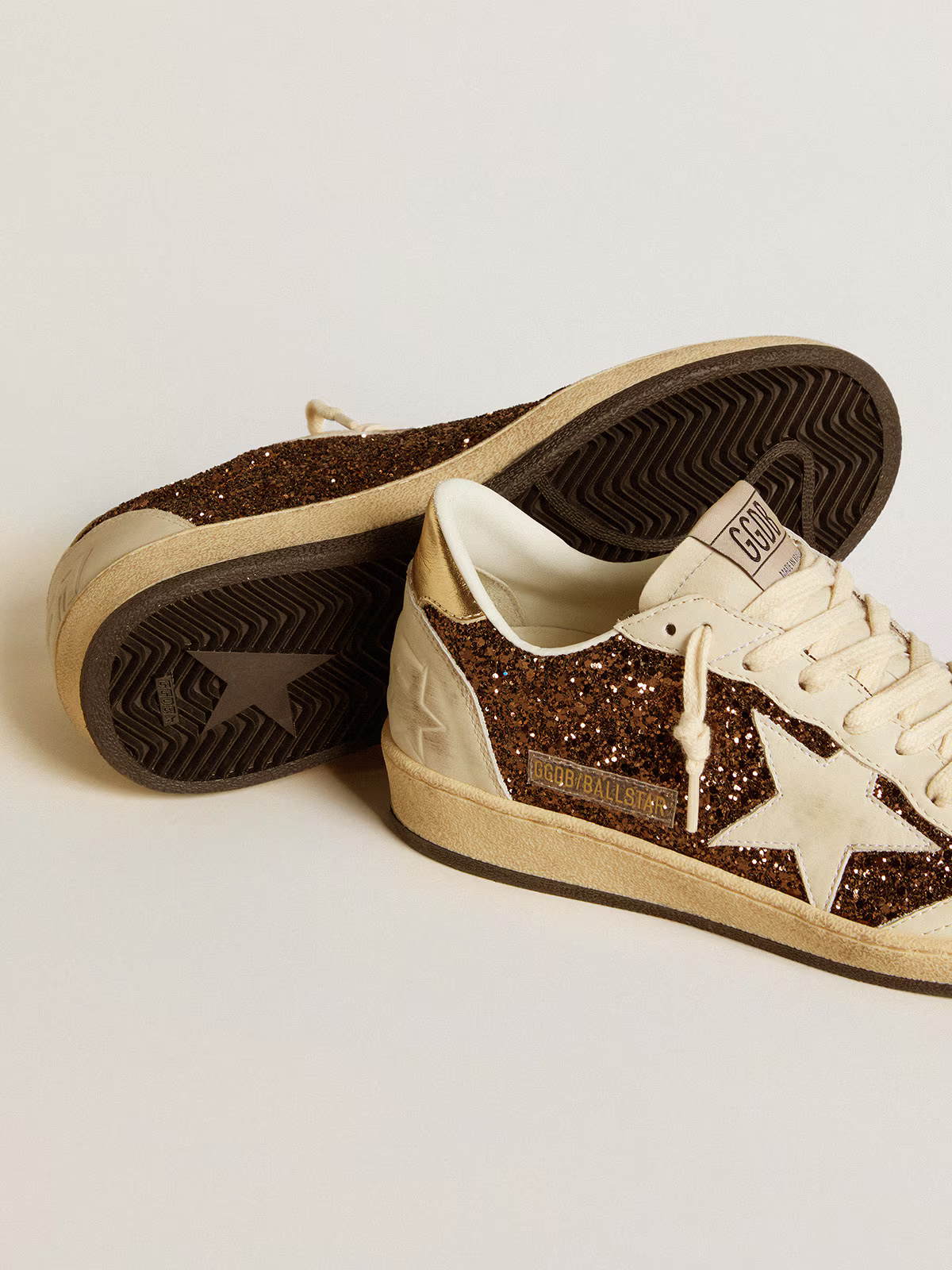 Golden Goose Ball Star Sneaker c Bronze Glitter - White Unisex Streetwear Limited Edition