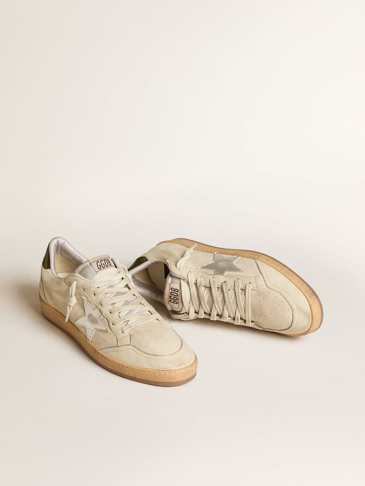 Golden Goose Ball Star Sneaker c & Metallic Silver - Cream Unisex Streetwear Limited Edition
