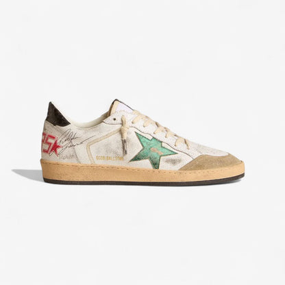 Golden Goose Ball Star Sneaker c Green Glitter & Vintage - White Unisex Streetwear Limited Edition