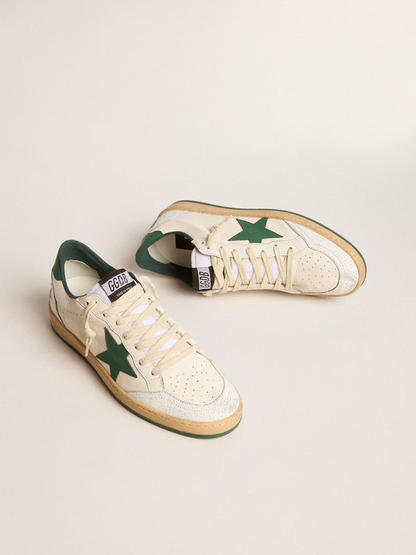 Golden Goose Ball Star Sneaker c - Green Distressed Suede - White Unisex Streetwear Limited Edition