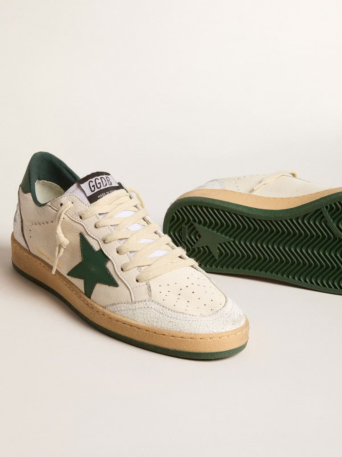 Golden Goose Ball Star Sneaker c - Green Distressed Suede - White Unisex Streetwear Limited Edition
