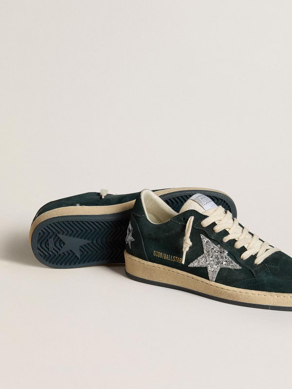 Golden Goose Ball Star c Glitter Star On Suede Sneakers - Green Unisex Streetwear Limited Edition